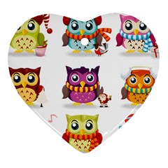 Cartoon-cute-owl-vector Heart Ornament (two Sides) by Jancukart