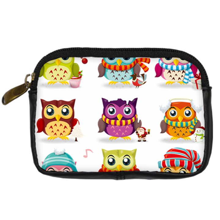 Cartoon-cute-owl-vector Digital Camera Leather Case