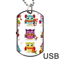 Cartoon-cute-owl-vector Dog Tag Usb Flash (one Side) by Jancukart