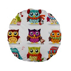 Cartoon-cute-owl-vector Standard 15  Premium Round Cushions