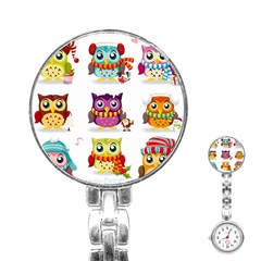 Cartoon-cute-owl-vector Stainless Steel Nurses Watch