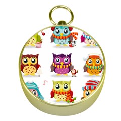 Cartoon-cute-owl-vector Gold Compasses by Jancukart