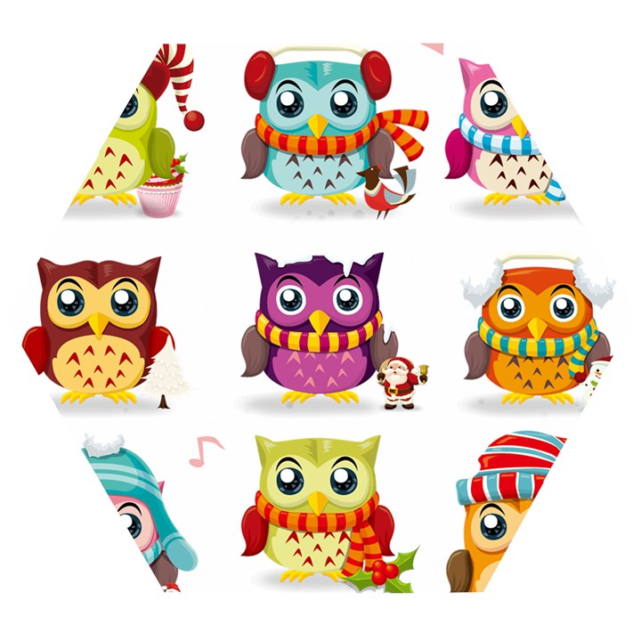 Cartoon-cute-owl-vector Wooden Puzzle Hexagon