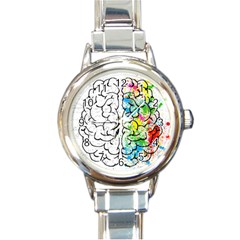 Brain-mind-psychology-idea-drawing Round Italian Charm Watch by Jancukart