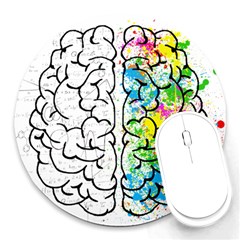 Brain-mind-psychology-idea-drawing Round Mousepads by Jancukart