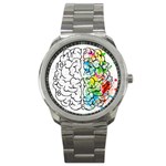 Brain-mind-psychology-idea-drawing Sport Metal Watch Front