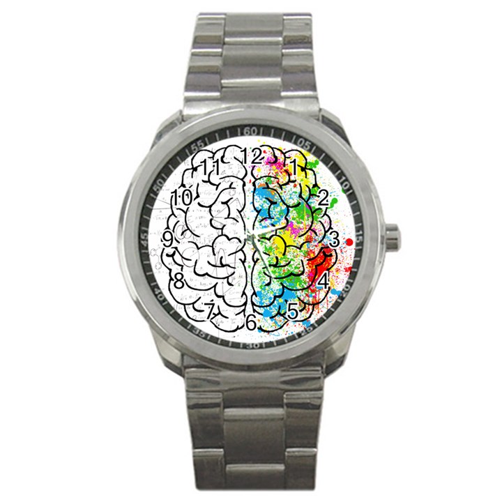 Brain-mind-psychology-idea-drawing Sport Metal Watch