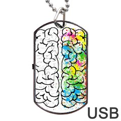 Brain-mind-psychology-idea-drawing Dog Tag Usb Flash (two Sides) by Jancukart