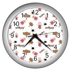 Children-wallpaper-background Wall Clock (silver)