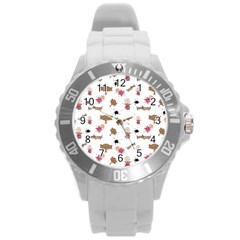 Children-wallpaper-background Round Plastic Sport Watch (l)