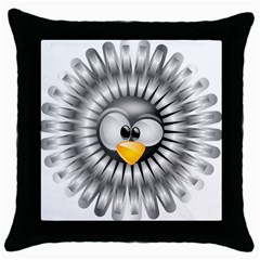 Owl-fluff-prance-animal-surprised Throw Pillow Case (black)