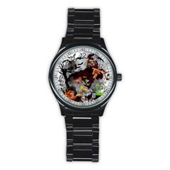 Halloween Stainless Steel Round Watch by Jancukart