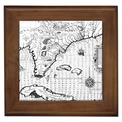 Florida-map-antique-line-art Framed Tile