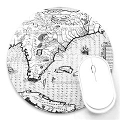 Florida-map-antique-line-art Round Mousepads