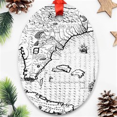 Florida-map-antique-line-art Ornament (oval)