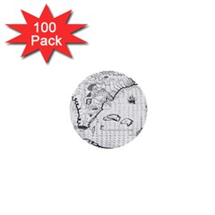 Florida-map-antique-line-art 1  Mini Buttons (100 Pack) 