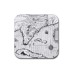 Florida-map-antique-line-art Rubber Coaster (square) by Jancukart