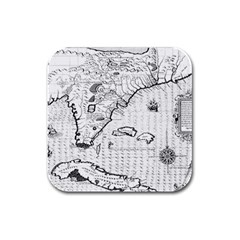 Florida-map-antique-line-art Rubber Square Coaster (4 Pack) by Jancukart