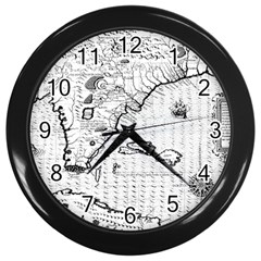 Florida-map-antique-line-art Wall Clock (black)