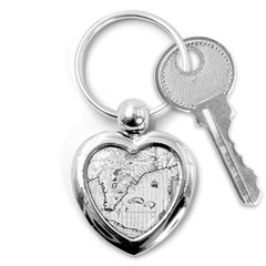 Florida-map-antique-line-art Key Chain (heart)