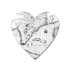 Florida-map-antique-line-art Heart Magnet