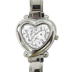 Florida-map-antique-line-art Heart Italian Charm Watch