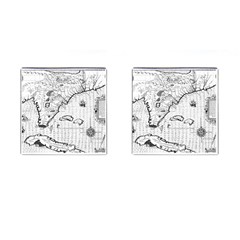 Florida-map-antique-line-art Cufflinks (square)