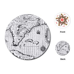 Florida-map-antique-line-art Playing Cards Single Design (round)