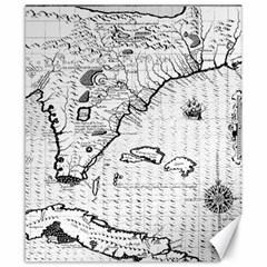 Florida-map-antique-line-art Canvas 8  X 10 