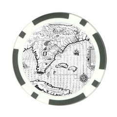 Florida-map-antique-line-art Poker Chip Card Guard