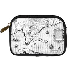 Florida-map-antique-line-art Digital Camera Leather Case