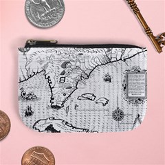 Florida-map-antique-line-art Mini Coin Purse by Jancukart