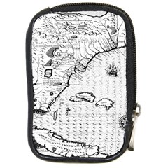 Florida-map-antique-line-art Compact Camera Leather Case