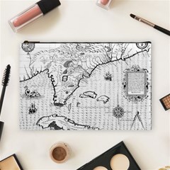 Florida-map-antique-line-art Cosmetic Bag (large)