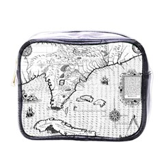 Florida-map-antique-line-art Mini Toiletries Bag (one Side)