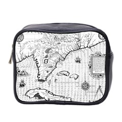 Florida-map-antique-line-art Mini Toiletries Bag (two Sides)