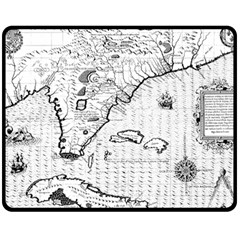 Florida-map-antique-line-art Fleece Blanket (medium) 