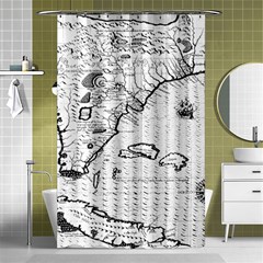 Florida-map-antique-line-art Shower Curtain 48  X 72  (small) 