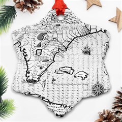 Florida-map-antique-line-art Ornament (snowflake)