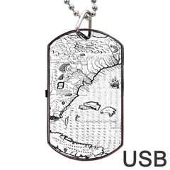 Florida-map-antique-line-art Dog Tag Usb Flash (two Sides)