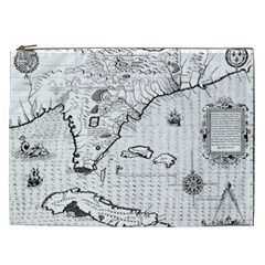 Florida-map-antique-line-art Cosmetic Bag (xxl)