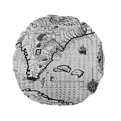 Florida-map-antique-line-art Standard 15  Premium Round Cushions