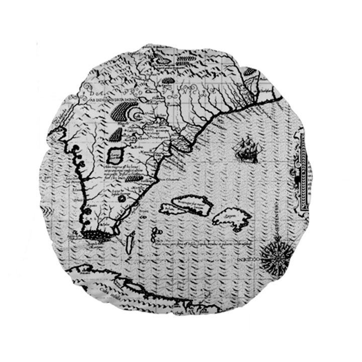 Florida-map-antique-line-art Standard 15  Premium Round Cushions