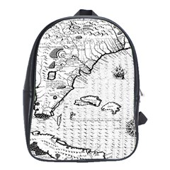 Florida-map-antique-line-art School Bag (xl)