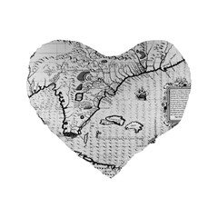 Florida-map-antique-line-art Standard 16  Premium Heart Shape Cushions by Jancukart