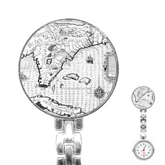 Florida-map-antique-line-art Stainless Steel Nurses Watch