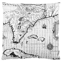 Florida-map-antique-line-art Standard Flano Cushion Case (two Sides) by Jancukart