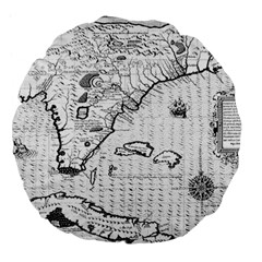 Florida-map-antique-line-art Large 18  Premium Flano Round Cushions