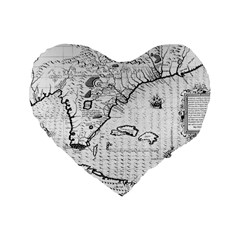 Florida-map-antique-line-art Standard 16  Premium Flano Heart Shape Cushions