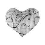 Florida-map-antique-line-art Standard 16  Premium Flano Heart Shape Cushions Back